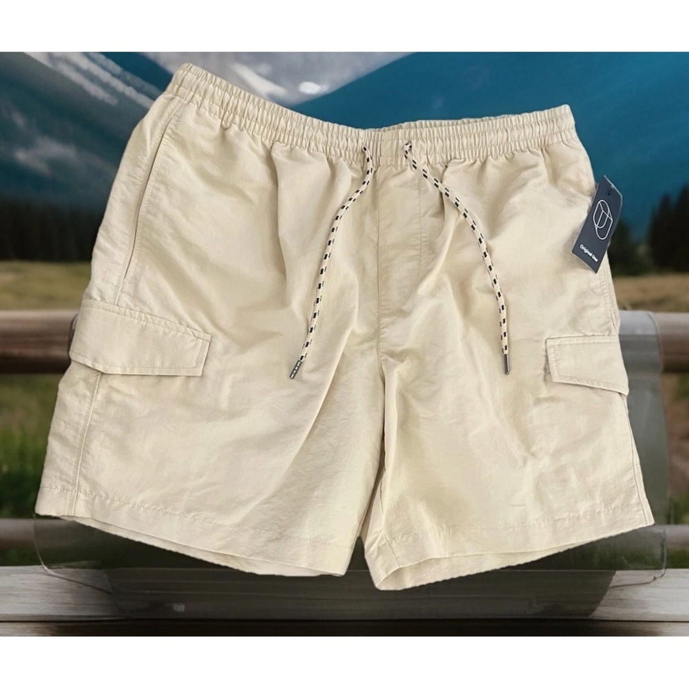 NWT-Original Use Men's Sz Med Regular Fit Cargo Shorts 7" Khaki Draw String - Picture 10 of 10